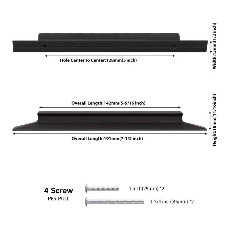 Peaha 10 Pack 5 inch Black Handles for Cabinets Long Black Cabinet Handles Kitchen Drawer Pulls Extra Long Cabinet Pulls Modern Hardware - Image 2